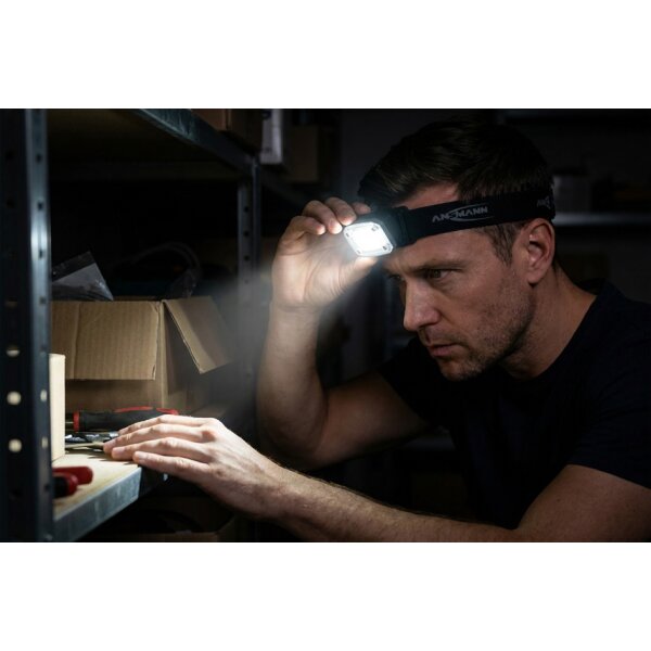 ANSMANN 2-in-1-LED-Kopflampe HD350R, 320 Lumen, schwarz