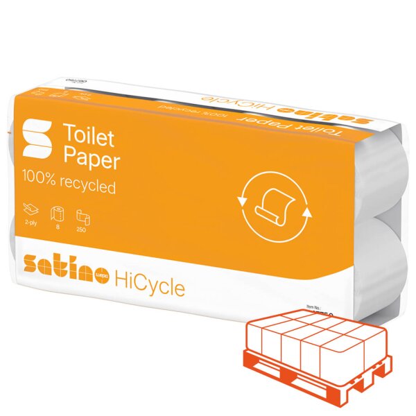 SATINO HiCycle papier toilette, blanc, 2 couches, 250 feuilles - 1/4 palette (512 rouleaux)