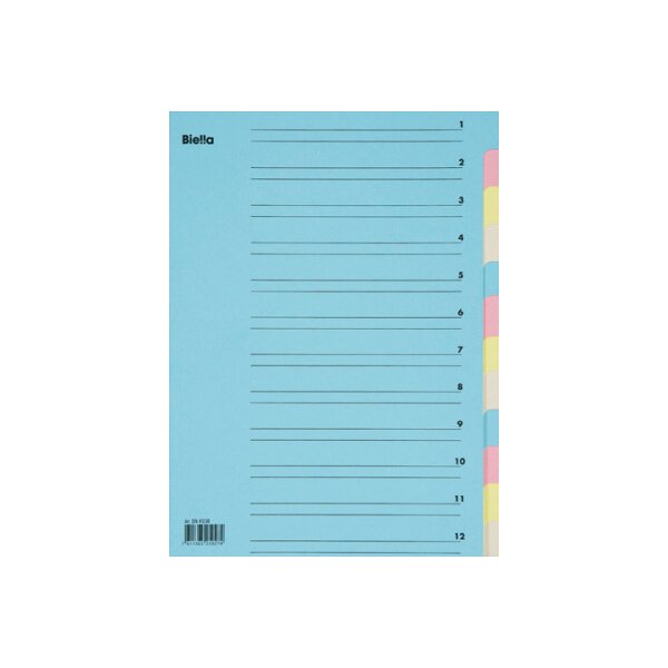 BIELLA Fächermappe A4 32641200U Karton, farbig 12 Fächer
