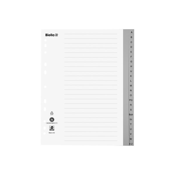 BIELLA Répertoires PP A4+ 47842400U gris A-Z 24 pcs.