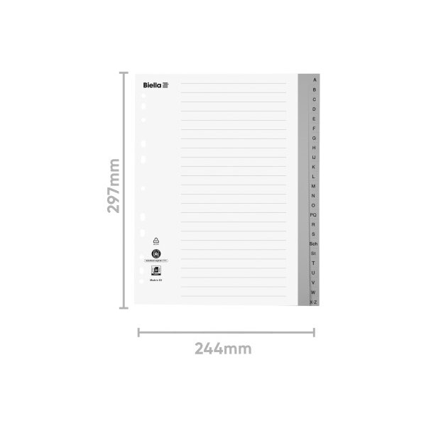 BIELLA Répertoires PP A4+ 47842400U gris A-Z 24 pcs.