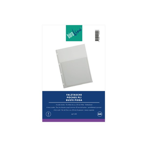B&Uuml;ROLINE Poches pli A4 667299 5 pcs.