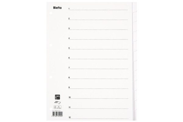 BIELLA Répertoires carton blanc A4 46541201U 12 pcs., plein
