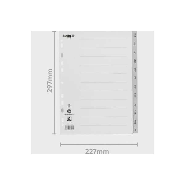 BIELLA Register PP A4 47141490U grau Dez-Jan DE
