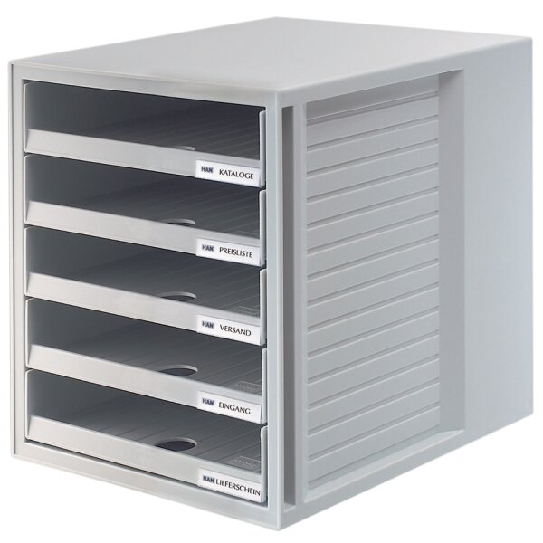 HAN Module de classement, 5 tiroirs ouverts, gris clair