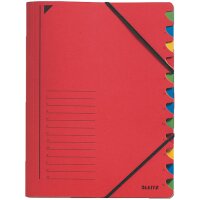 LEITZ Ordnungsmappe, DIN A4, Karton, 7 Fächer, rot