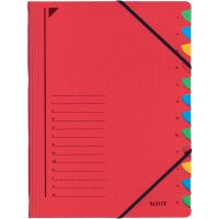 LEITZ Ordnungsmappe, DIN A4, Karton, 7 Fächer, rot