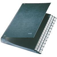 LEITZ Pultordner, A4, 1-12, 12 Fächer, Hartpappe, schwarz