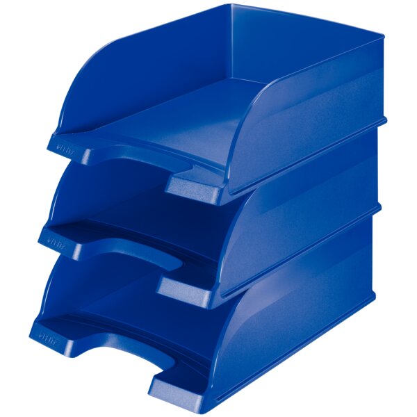 LEITZ Corbeille &agrave; courrier Plus Jumbo, A4, polystyr&egrave;ne, bleu
