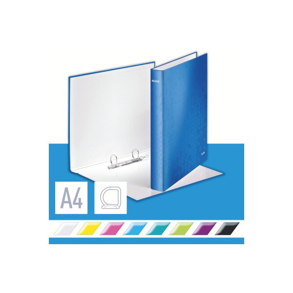 LEITZ Ringbuch WOW 4cm 42410036 2 Ringe blau A4+