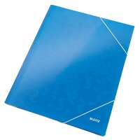 LEITZ Eckspannermappe WOW, DIN A4, Karton, blau-metallic