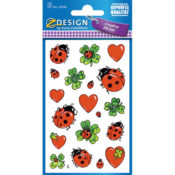 AVERY Zweckform ZDesign Sticker coccinelle, tr&egrave;fle &amp; coeur