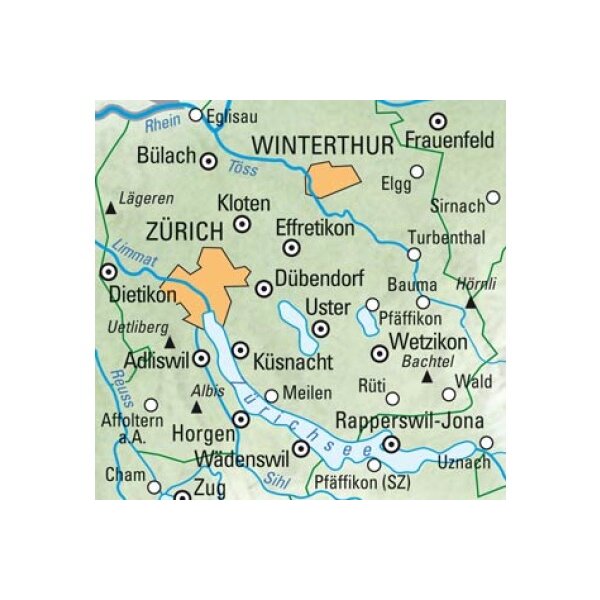 KÜMMERLY+FREY Wanderkarte 325902206 Zürich 1:60000