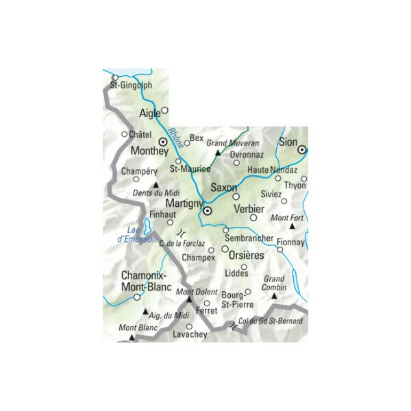 KÜMMERLY+FREY Wanderkarte 1:60000 325902222 Gr. St. Bernhard/Diablerets