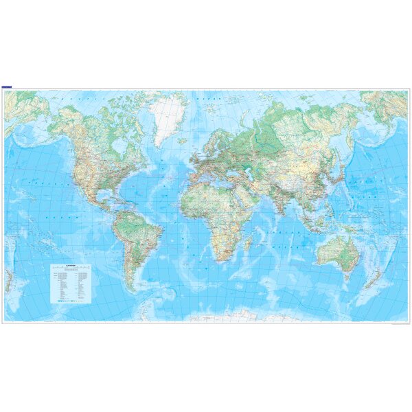 KÜMMERLY+FREY Plano-Mappemonde 138x83cm 978-3-259-30038-1 physique 1:30 Mio.