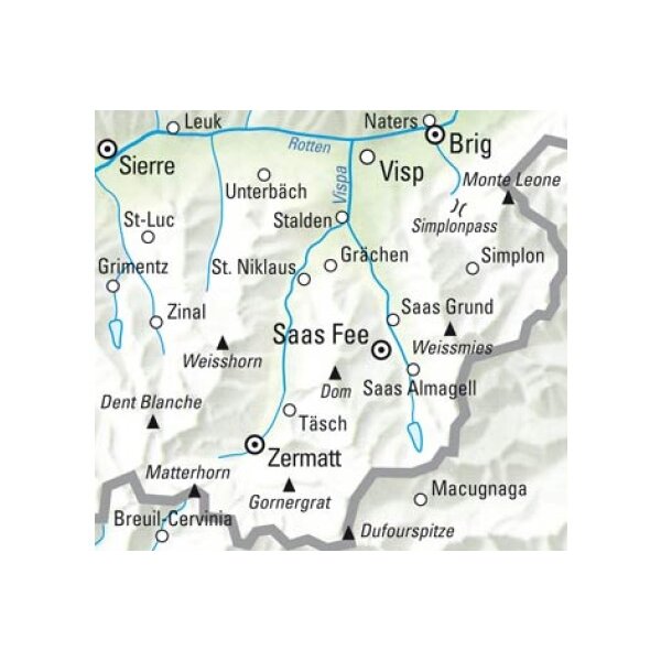 KÜMMERLY+FREY Wanderkarte 325902224 Zermatt-Saas Fee 1:60000