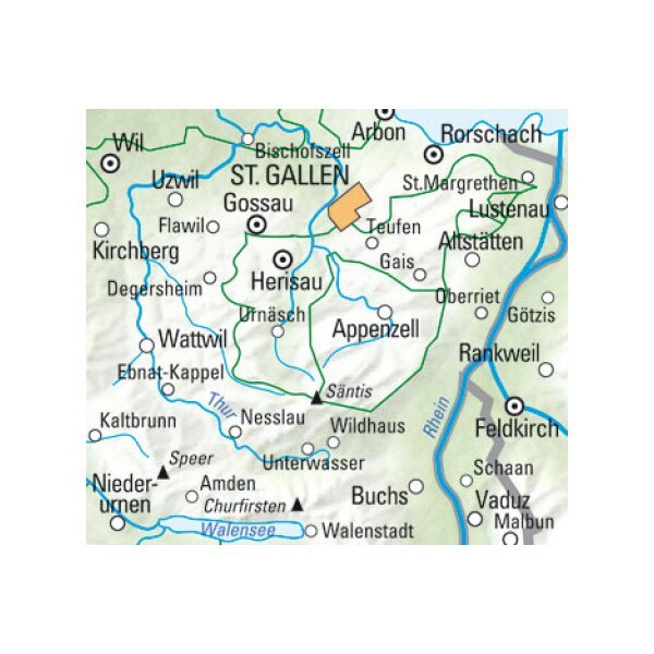 KÜMMERLY+FREY Wanderkarte 1:60000 325902207 St. Gallen-Appenzellerland