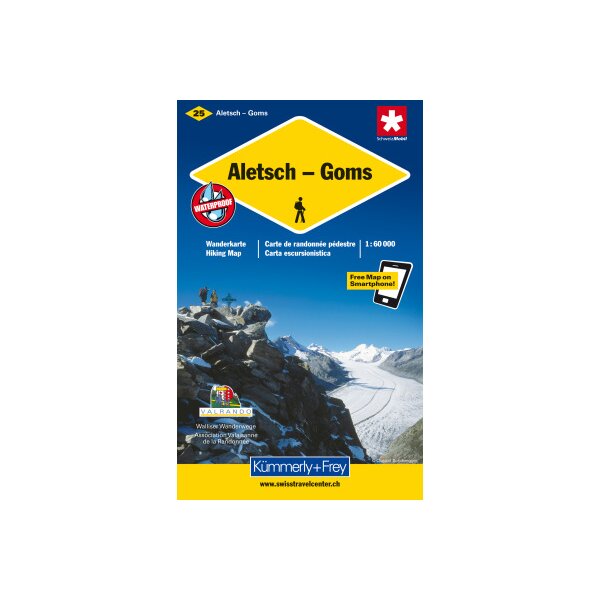 KÜMMERLY+FREY Wanderkarte 325902225 Aletsch-Goms 1:60000