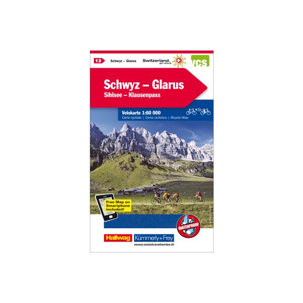 KÜMMERLY+FREY Velokarte 259024126 Schwyz-Glarus-Klausen 1:60000