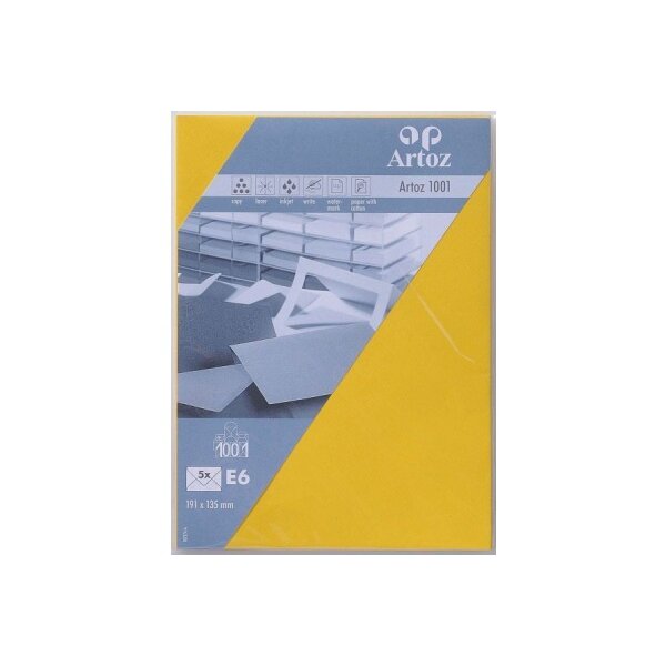 ARTOZ Enveloppes 1001 E6 107374182 100g, jaune soleil 5 pcs.