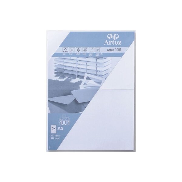 ARTOZ Cartes 1001 A5 107392262 220g, blanc fleur 5 feuilles