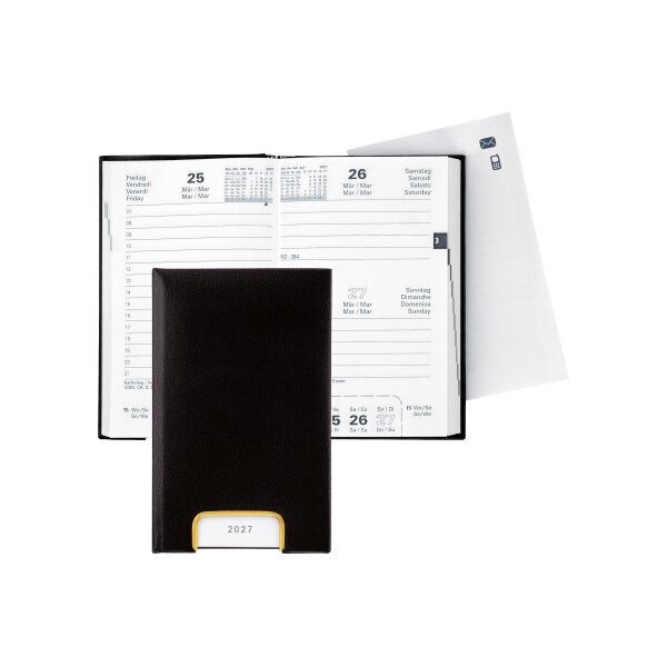 BIELLA Agenda Disponent 2027 807401020027U 1J/1P noir ML 10.1x16cm
