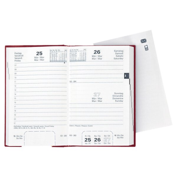 BIELLA Geschäftsagenda Disponent 2027 807401470027U 1T/1S weinrot ML 10.1x16cm
