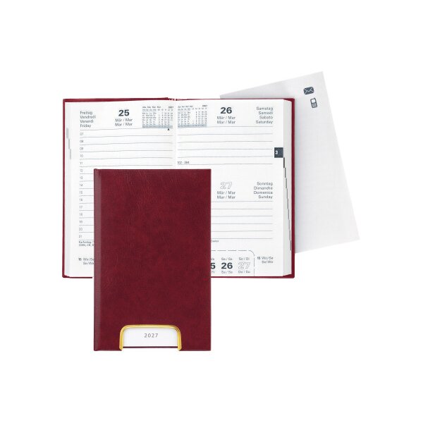 BIELLA Geschäftsagenda Disponent 2027 807401470027U 1T/1S weinrot ML 10.1x16cm