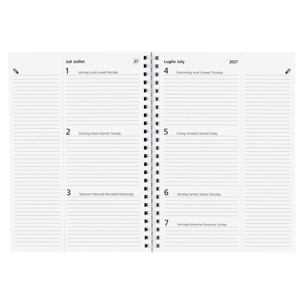 BIELLA Agenda Poly-Table Wire-O 2027 808533000027U 1S/2P Rechange ML 14.8x20.8cm