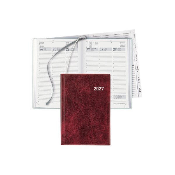 BIELLA Gesch&auml;ftsagenda Terminia 2027 817535470027U 1W/2S weinrot ML 14.5x20.5cm