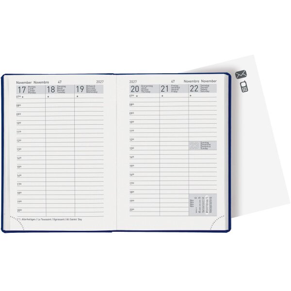 BIELLA Agenda Rex 2027 825301050027U 1S/2P bleu ML 10.1x14.2cm