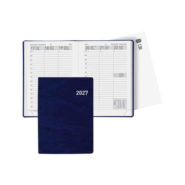BIELLA Agenda Rex 2027 825301050027U 1S/2P bleu ML 10.1x14.2cm