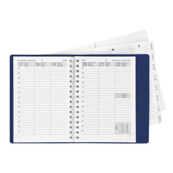 BIELLA Taschenagenda Rex Wire-O 2027 825773050027U 1W/2S blau ML 10.1x14.2cm