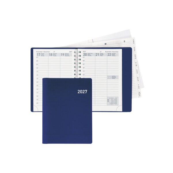 BIELLA Taschenagenda Rex Wire-O 2027 825773050027U 1W/2S blau ML 10.1x14.2cm