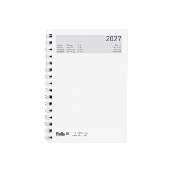 BIELLA Agenda Technikus 4 Wire-O 2027 834141020027U 1J/1P noir ML 10.1x14.2cm
