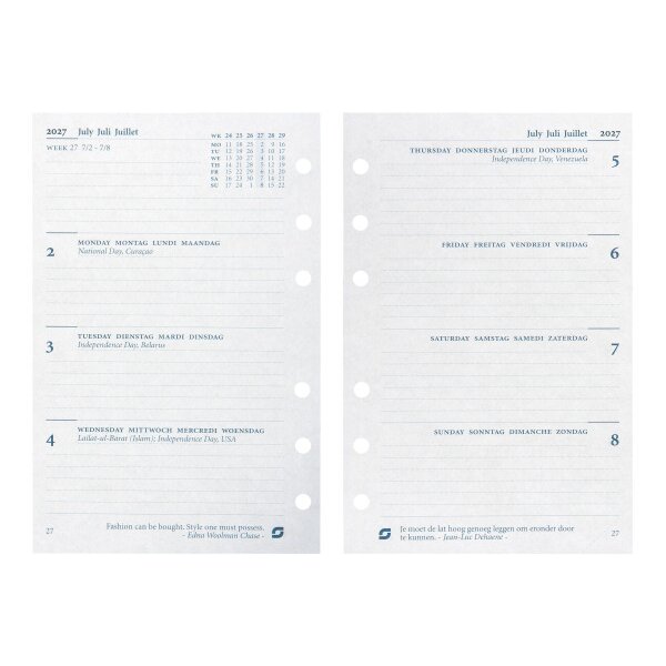 SUCCES Agenda Standard 2027 843207000027U 1S/2P recharge 9.5x17.1cm