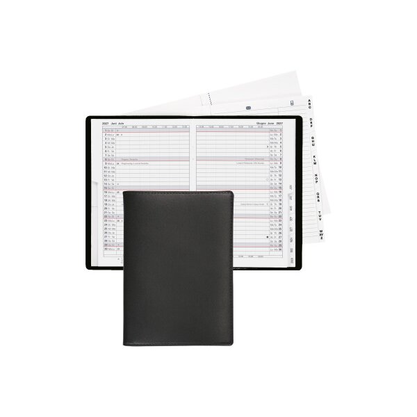 BIELLA Planer Istanbul Leder 2027 852613020027U 1M/2S schwarz ML 10.6x15.3cm.