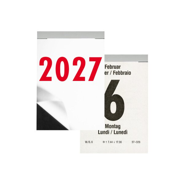BIELLA Calendrier bloc Nr.3 2027 889003000027U 1A/1P noir/rouge AL/FR 5.4x8cm