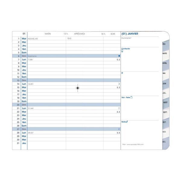 QUO-VADIS Agenda Impala Plain 2026 195034Q 1M/2S noir FR 10x15cm