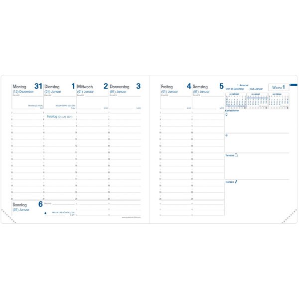 QUO-VADIS Agenda Club Executif 2027 014077Q 1S/2P noir DE 16x16cm