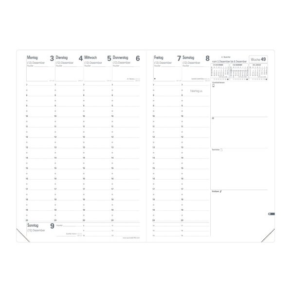 QUO-VADIS Agenda Impala Minister 2026 015091Q 1W/2S schwarz DE 16x24cm