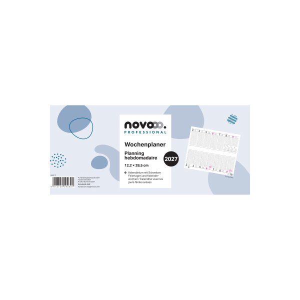 NOVOOO Planning hebdomadaire 2027 890712 1S/2P ML 12x28.4cm
