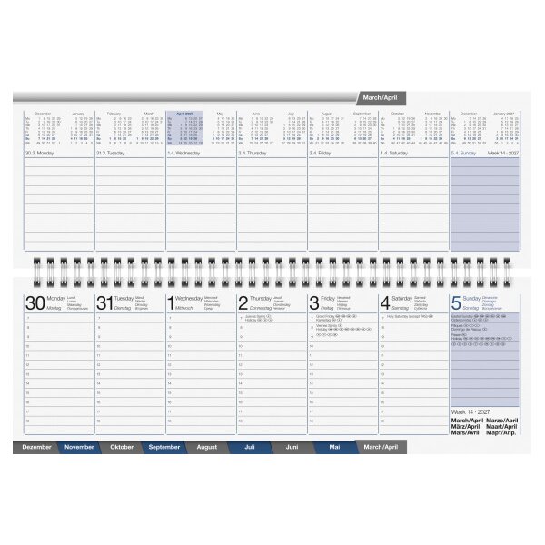 RIDOIDE Cal. de table AC-Terminer 2027 7031702907.27 1S/2P noir ML 30.7x10.5cm