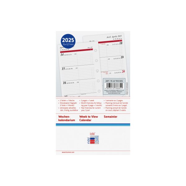 RIDOIDE Timing 3 calendrier sem. 2027 7067910007.27 1S/2P ML 7.6x12.7cm