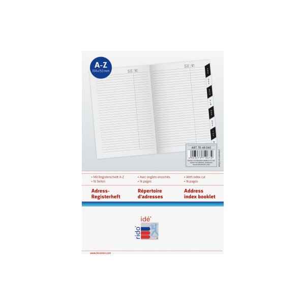 RIDOIDE Uni-Planer Reg. dadresses 7048040.27 16 pages 10.4x15.3cm