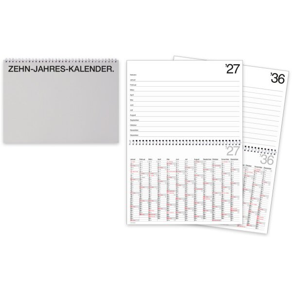 B&Uuml;HNER Calendrier de 10 ans DE 2027 ZK-Deckel-Si jusqu&agrave; 2036 29.7x21cm