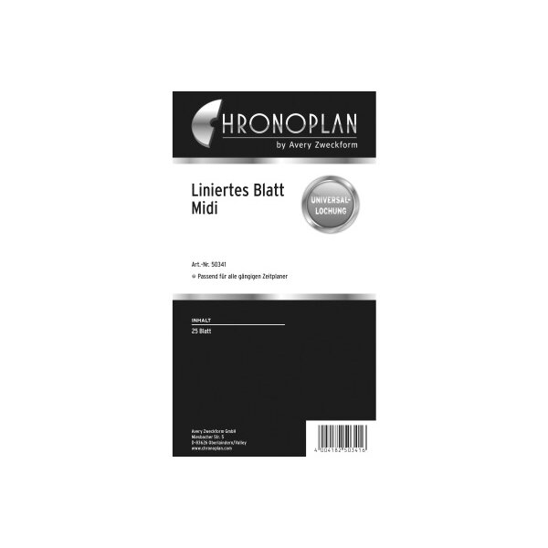 CHRONOPLAN Blatt liniert 50341Z.26 25 Blatt Midi
