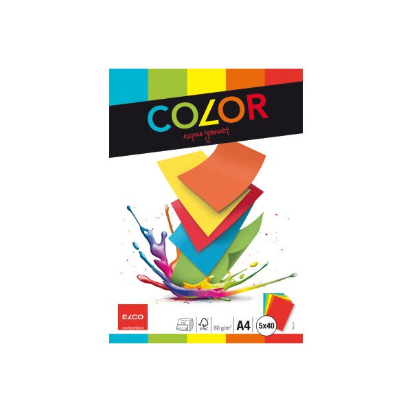 ELCO Universalpapier Color A4 74616.00 80g, 5-farbig 5x40 Blatt