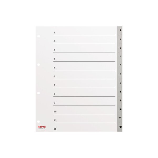 KOLMA Répertoires LongLife A4+ 19.411.03 gris 1-12