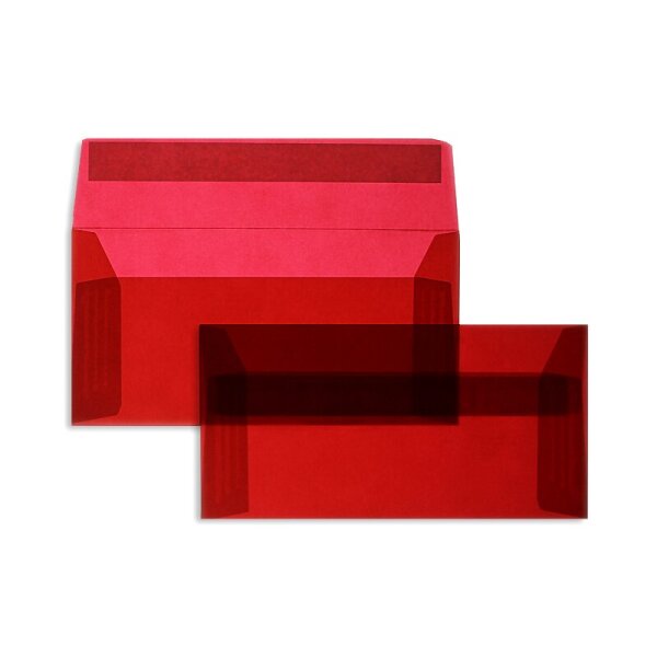 Enveloppes transparentes C5/6 sans Fenêtre transparent rouge 110g/m2 (500 pièce)
